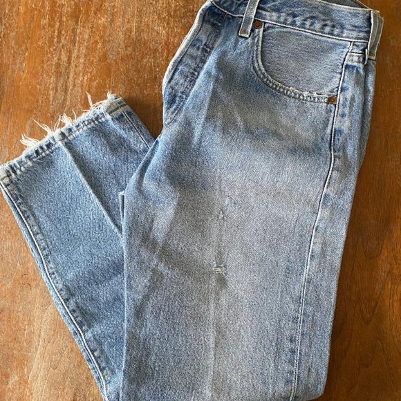 Vtg Levis 501 Button Fly Fade Blue Denim Jeans Mens Tag 33x30 Distressed (30x29) - Picture 9 of 10